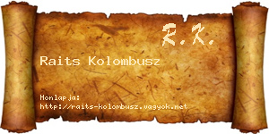 Raits Kolombusz névjegykártya